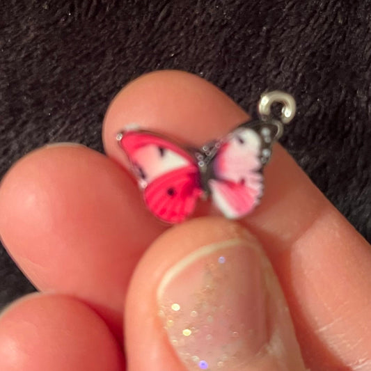 Red and Pink Butterfly Charm (Approx. 3/4”) 0364