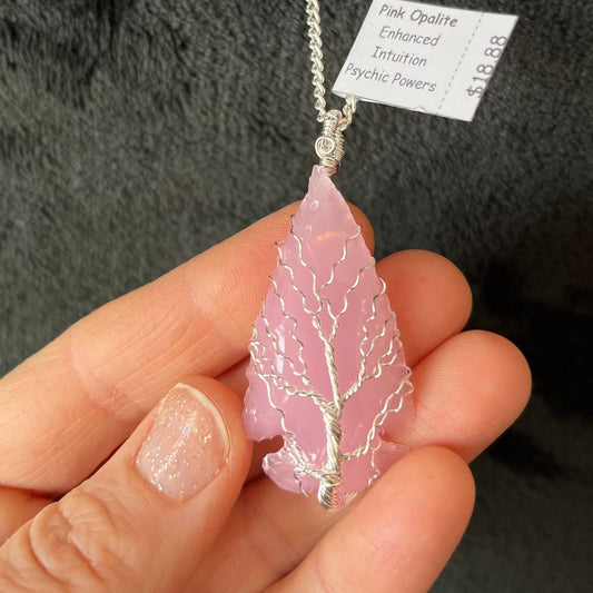 Pink Opalite Arrowhead Necklace NCK-2855