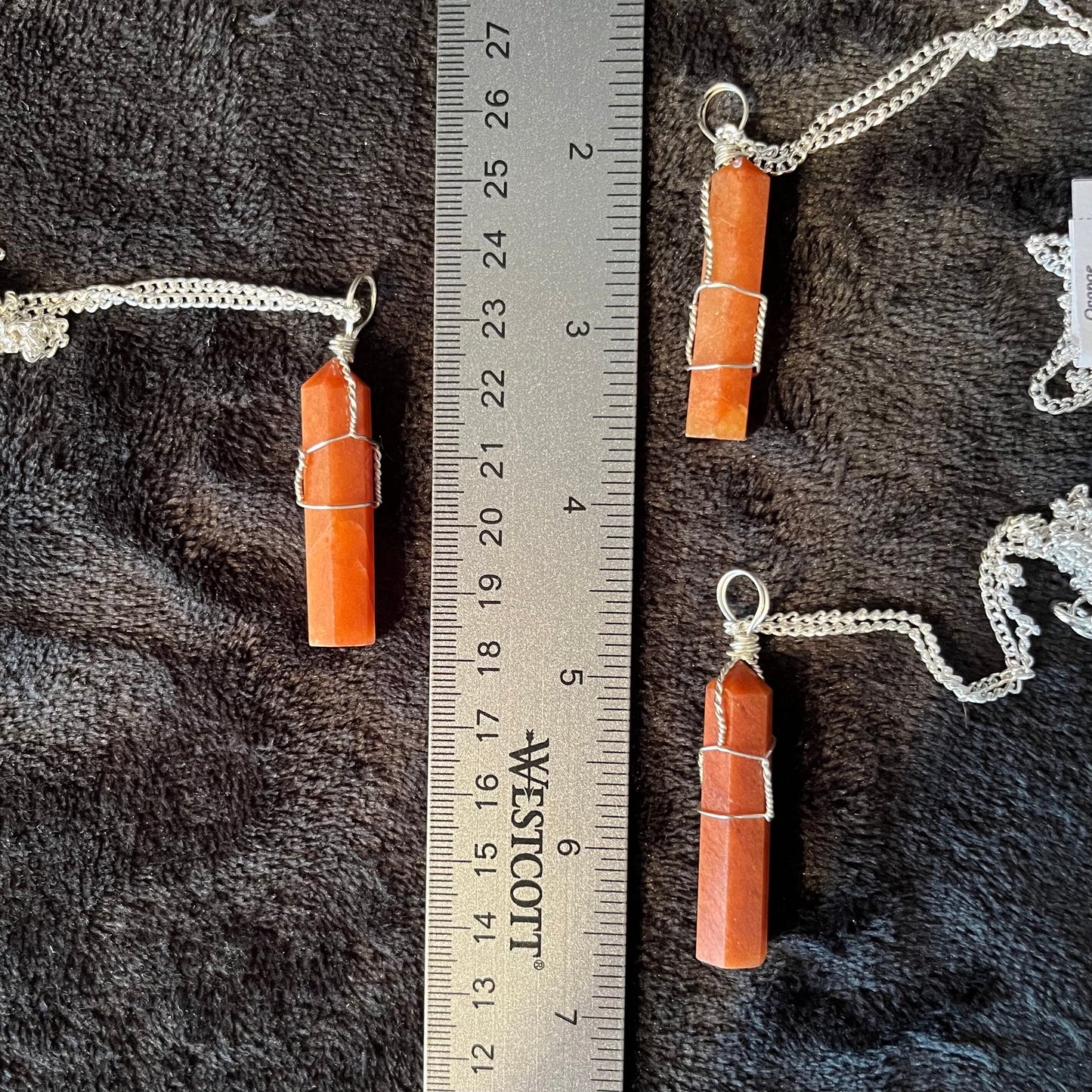 Orange Aventurine Point Wire Wraped Necklace NCK-2824
