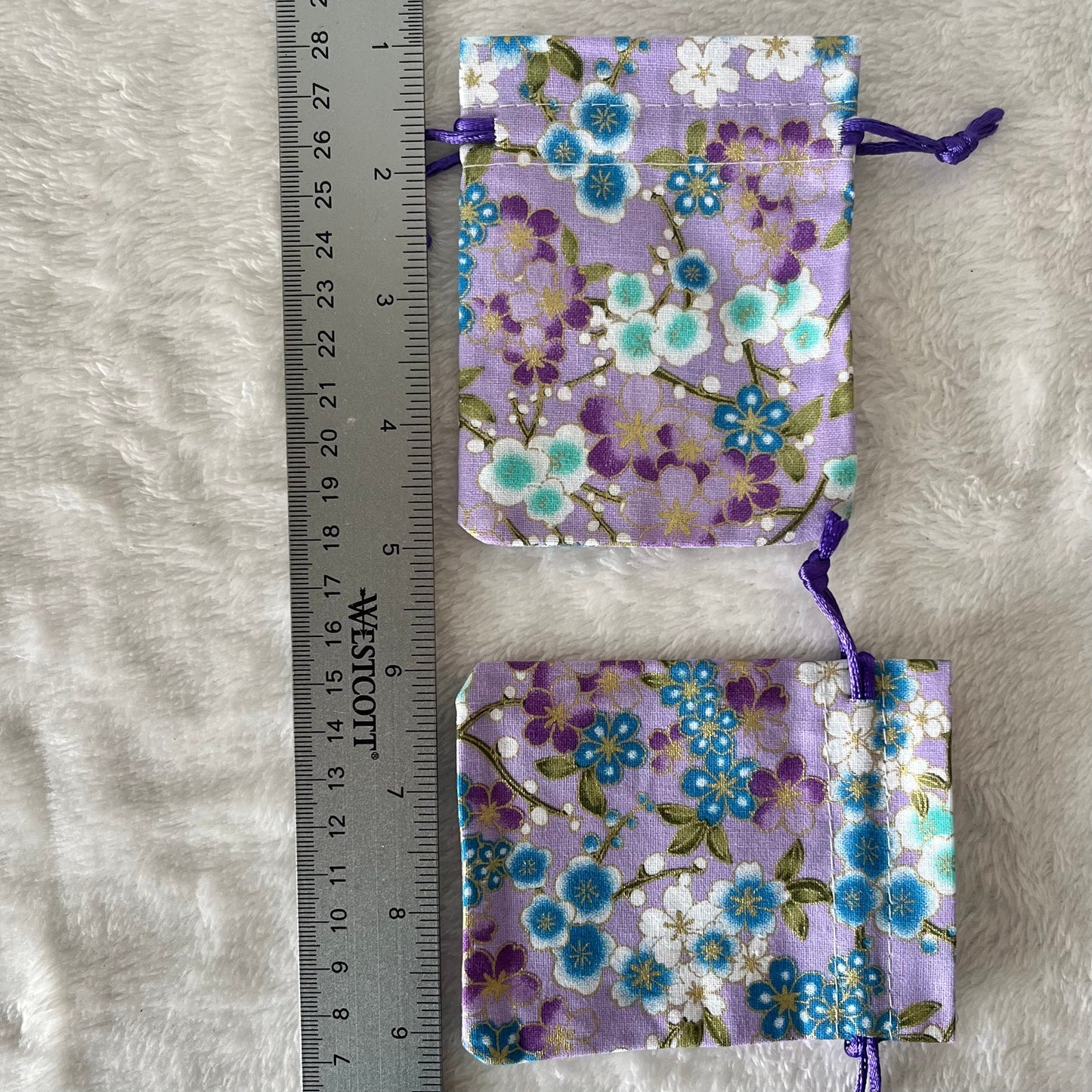 Purple Floral Drawstring Bag (Approx. 2 1/2” X 3 1/2") BAG-0207