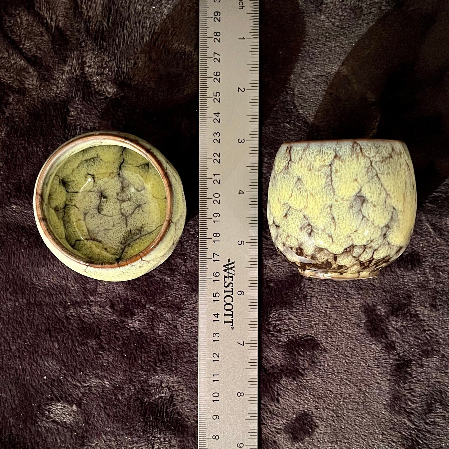 Ceramic Cup, Yellow and Brown (Approx. 2 1/2”W X 2 1/4” T) CUP-1