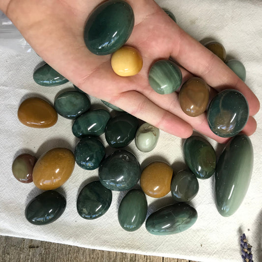 Polished Alxa Agate, Mongolian Gobi, Tumbled Stone (Approx. 1 1/4" - 1 3/4" long) for Wire Wrapping or Crystal Grid Supply BIN-1518