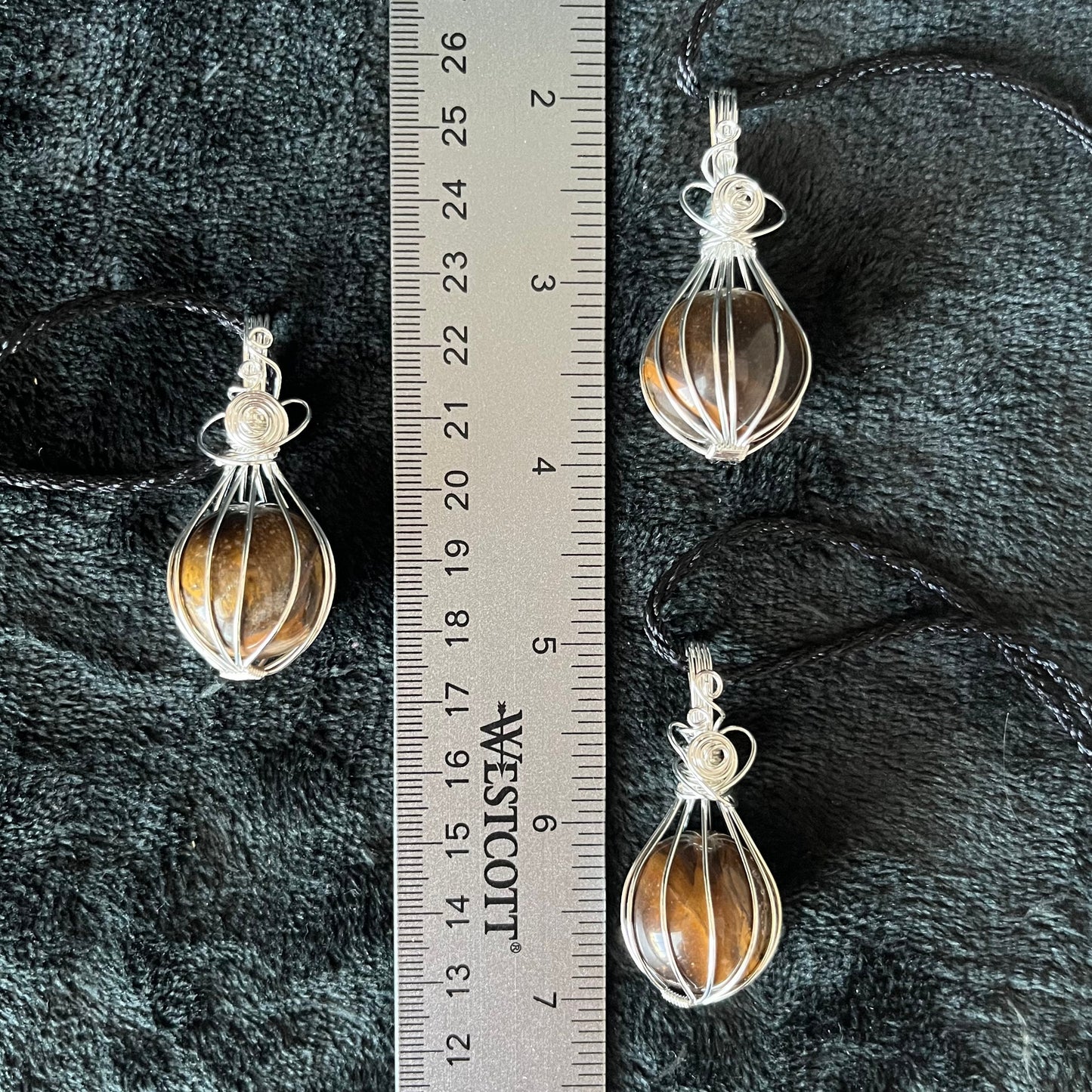 Tiger Eye Sphere Wire Wrapped Necklace NCK-2920