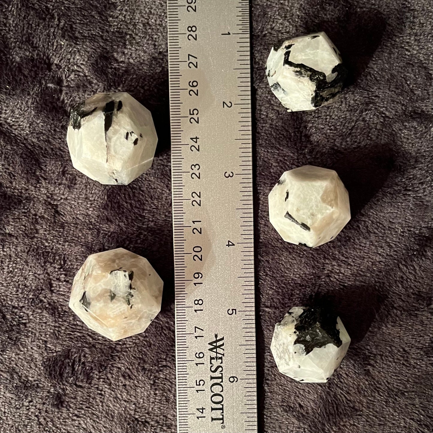 Rainbow Moonstone Dodecahedron, Sacred Geometry (Approx. 23mm-25mm) 1664