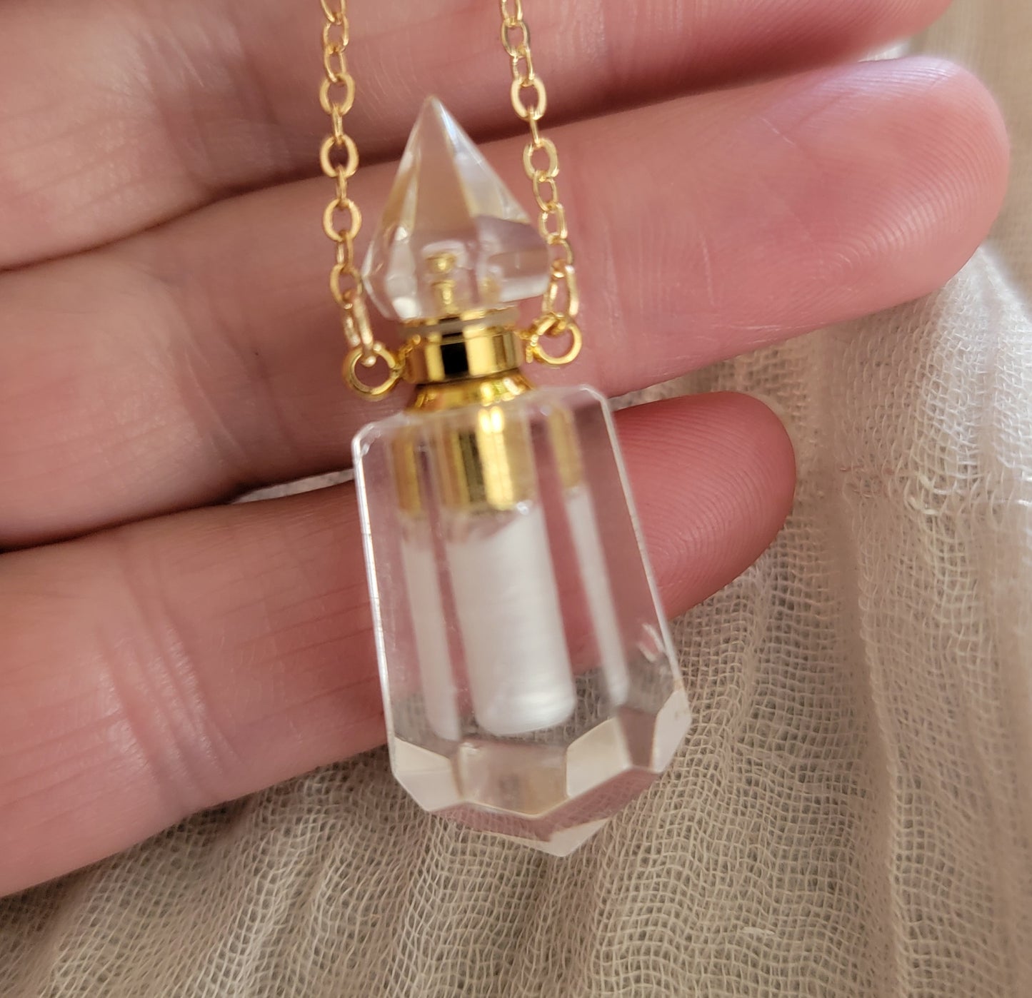 Clear Quartz Faceted Potion Bottle Necklace NCK-2657