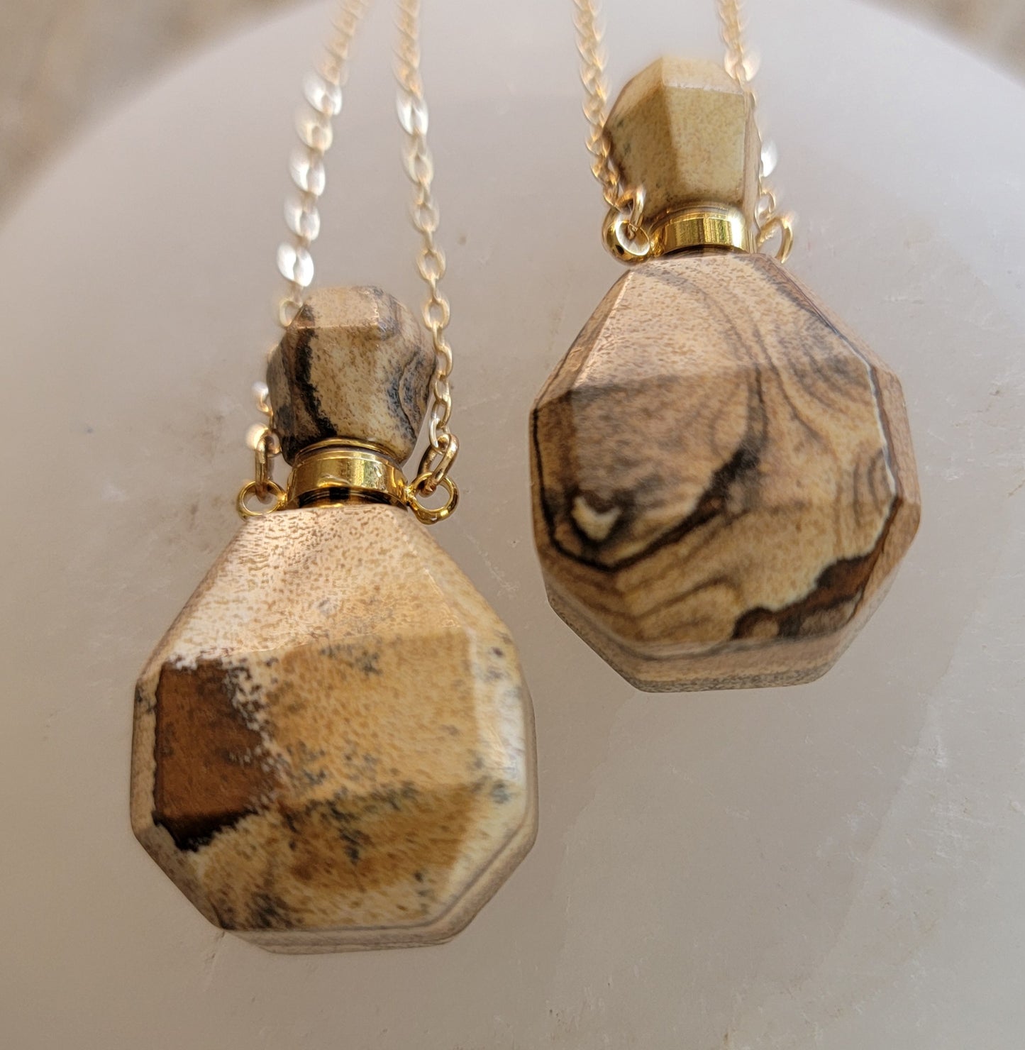 Picture Jasper Faceted Potion Bottle Necklace NCK-2686