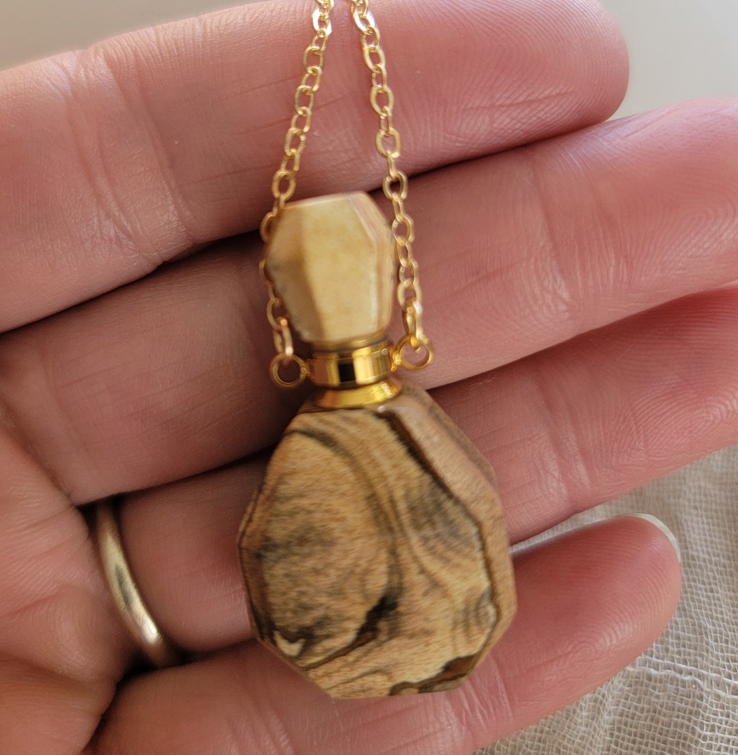 Picture Jasper Faceted Potion Bottle Necklace NCK-2686