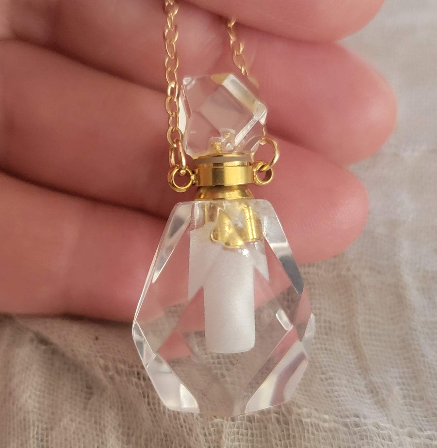 Clear Quartz Faceted Potion Bottle Necklace NCK-2702