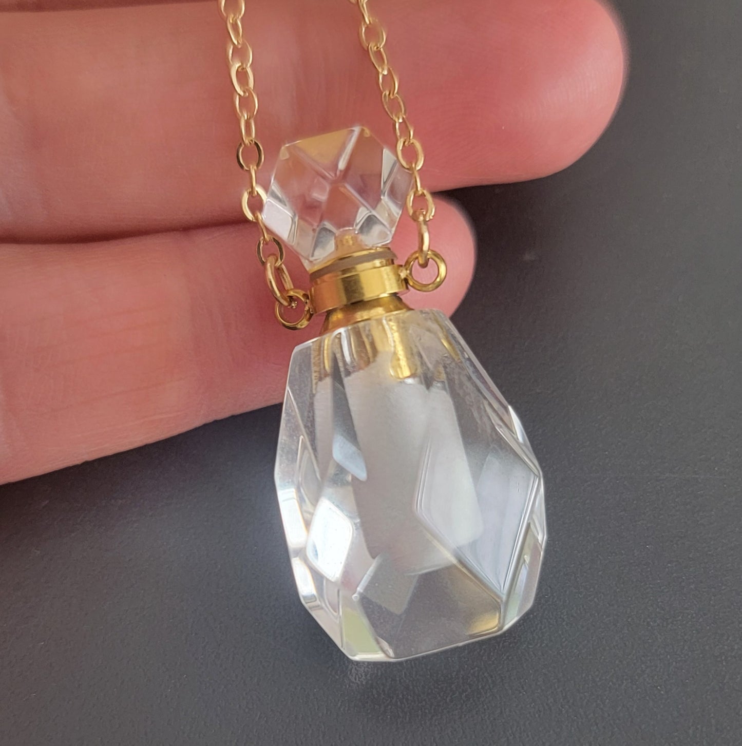 Clear Quartz Faceted Potion Bottle Necklace NCK-2702
