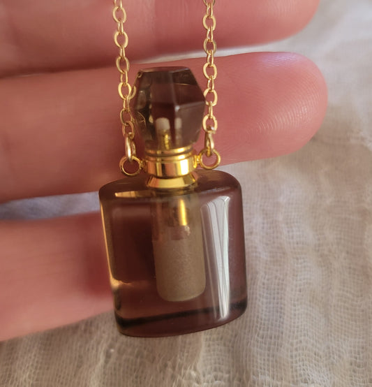 Smoky Quarts Rectangle Potion Bottle Necklace NCK-2703