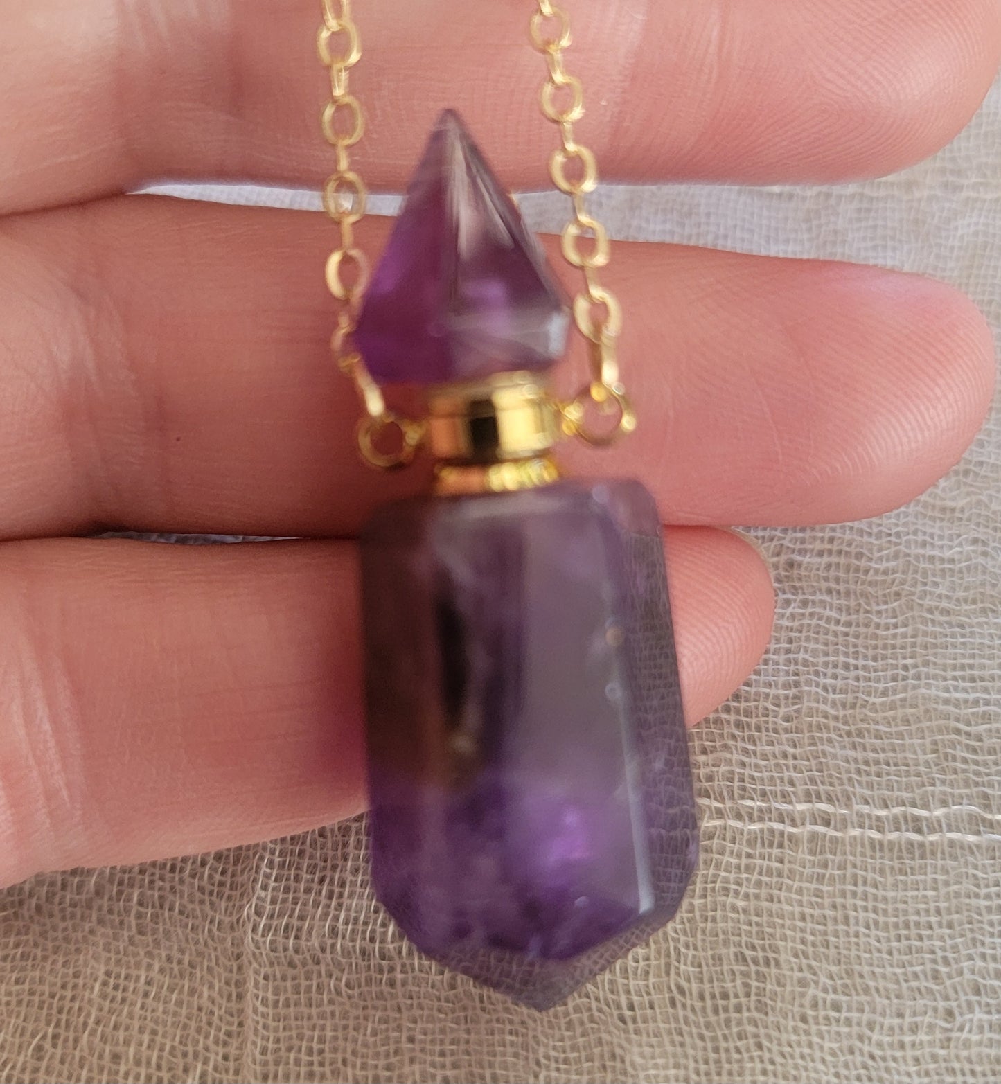 Amethyst Faceted Potion Bottle Necklace NCK-2708