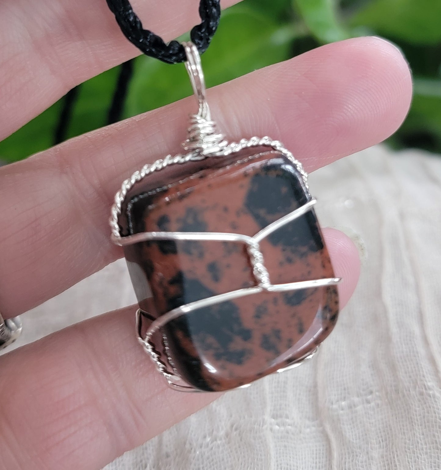 Mahogany Obsidian Wire Wrapped Necklace NCK-1208