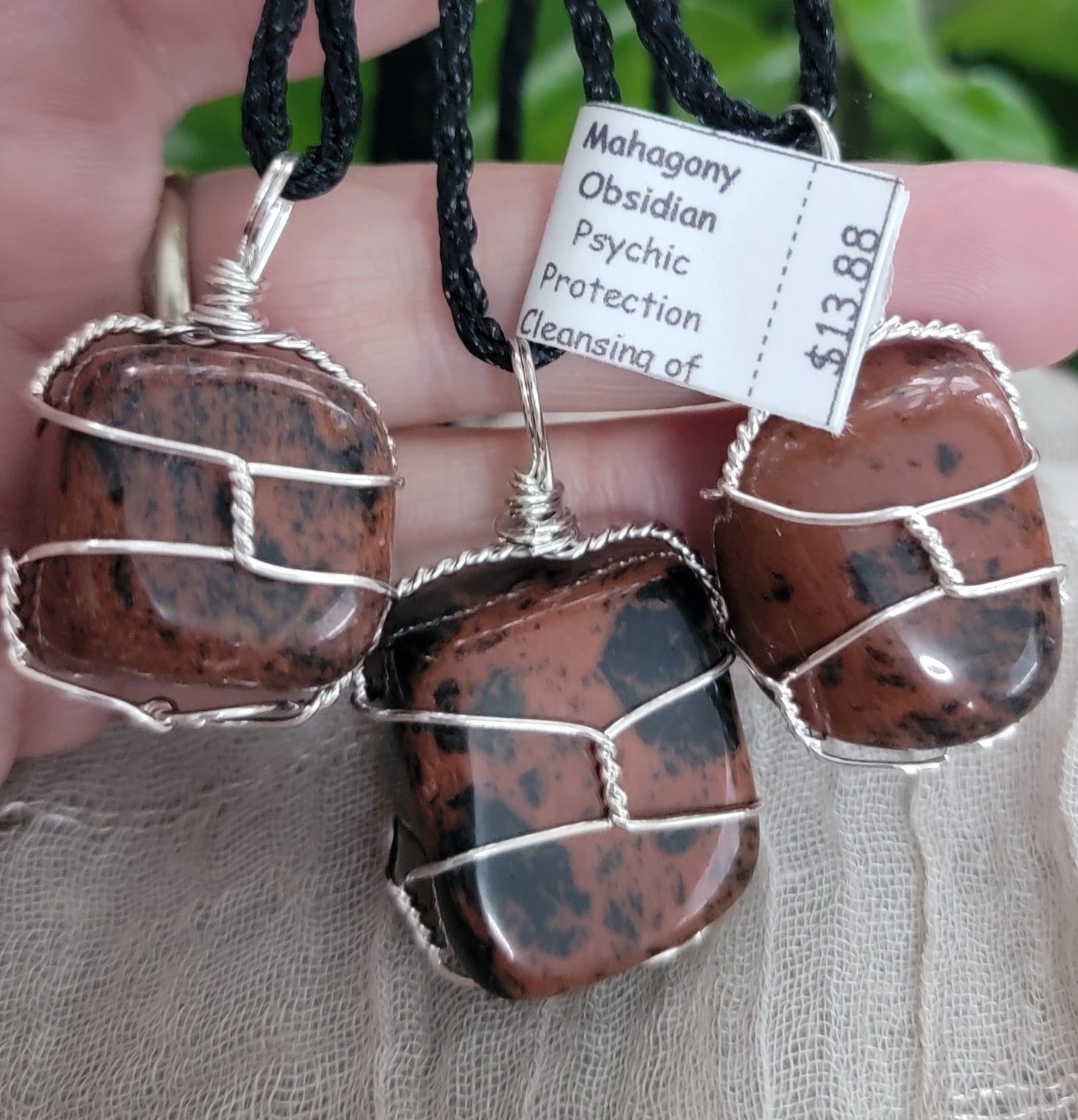 Mahogany Obsidian Wire Wrapped Necklace NCK-1208