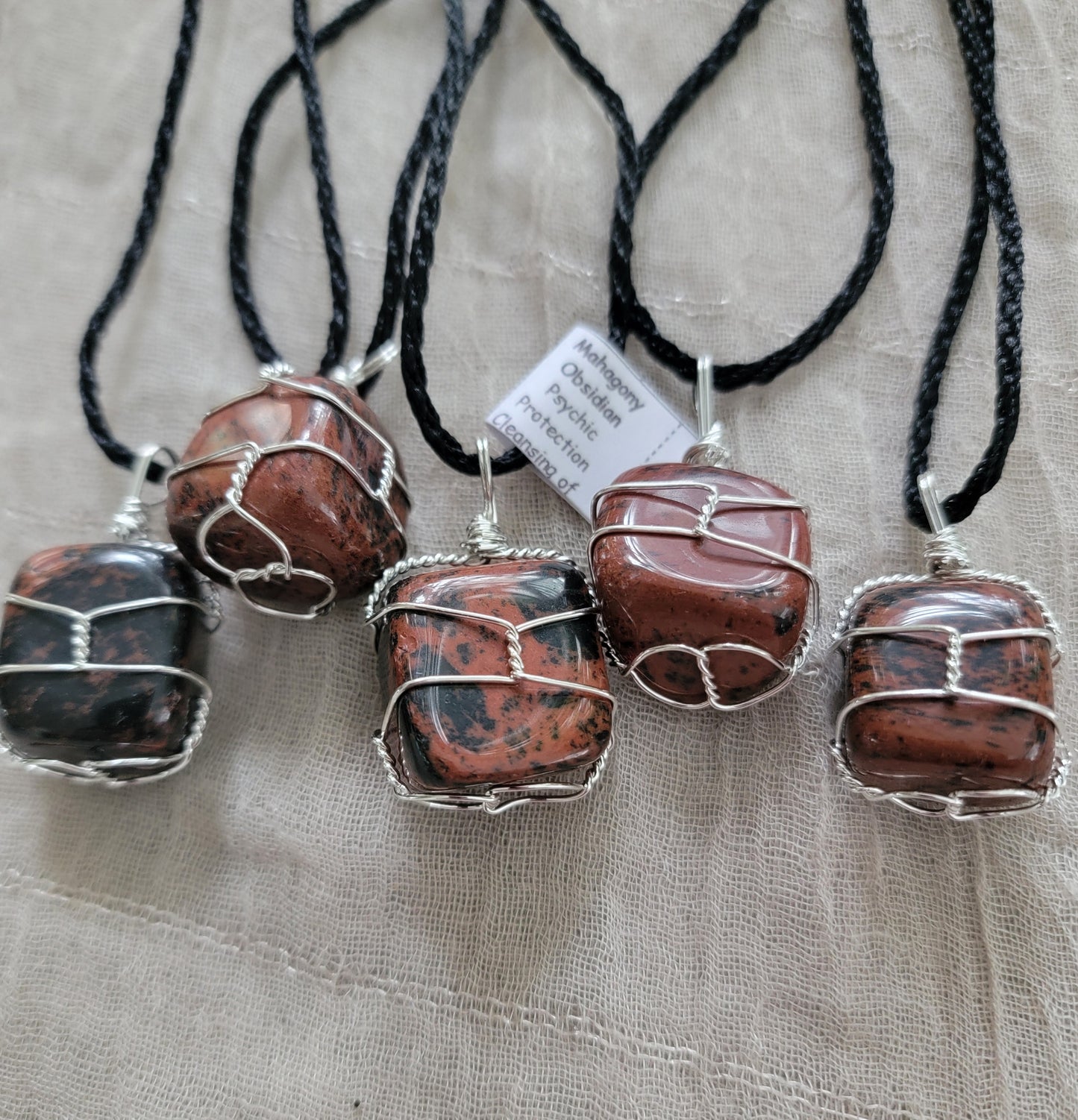 Mahogany Obsidian Wire Wrapped Necklace NCK-1208