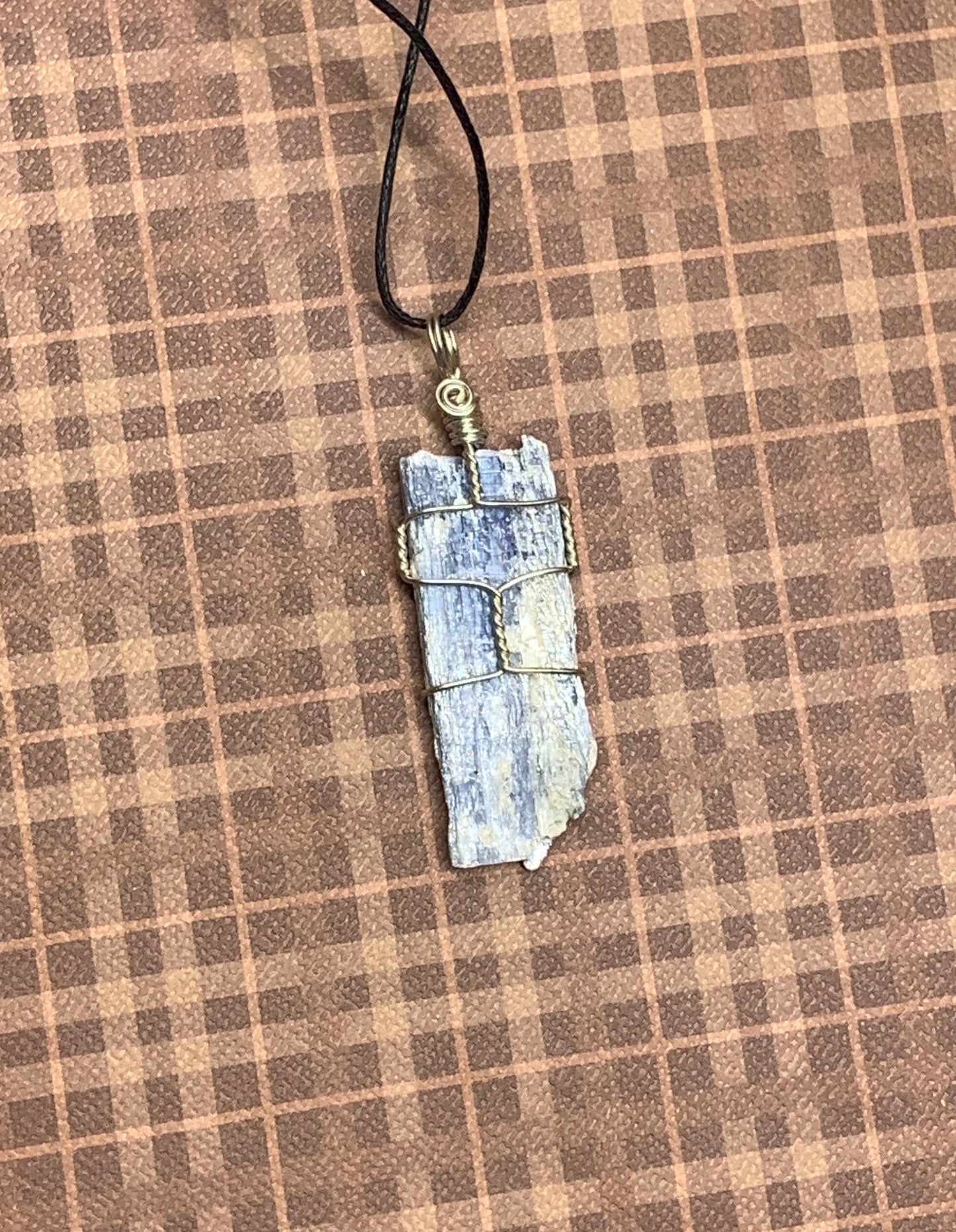 Blue Kyanite Necklace, Wire Wrapped, Hand Made, Beautiful, Abundance NCK-0395