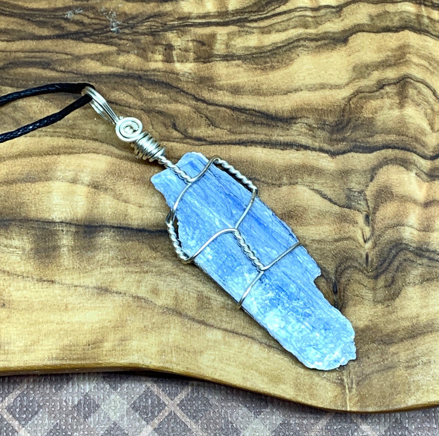 Blue Kyanite Necklace, Wire Wrapped, Hand Made, Beautiful, Abundance NCK-0378