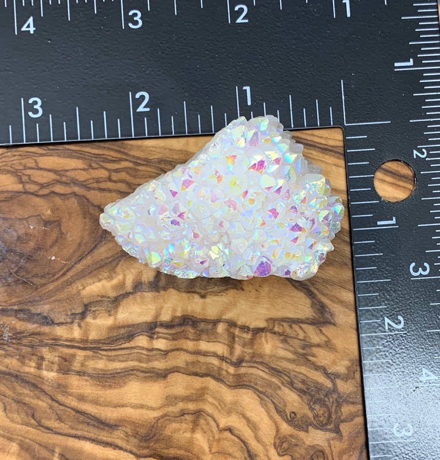 Angel Aura Quartz Cluster (Approx 2 1/2” Tall)  Shimmery Quartz Crystal, Healing Stone for Crystal Grid Making CRY-0257