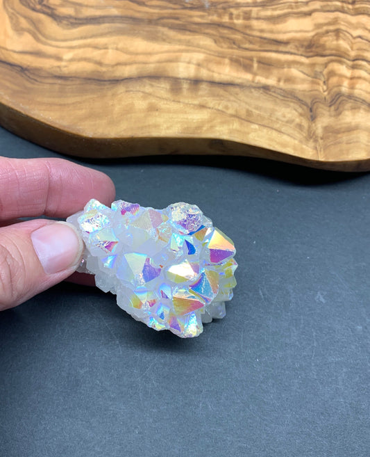 Angel Aura Quartz Cluster (Approx 2 1/2” Tall)  Shimmery Quartz Crystal, Healing Stone for Crystal Grid Making CRY-0255