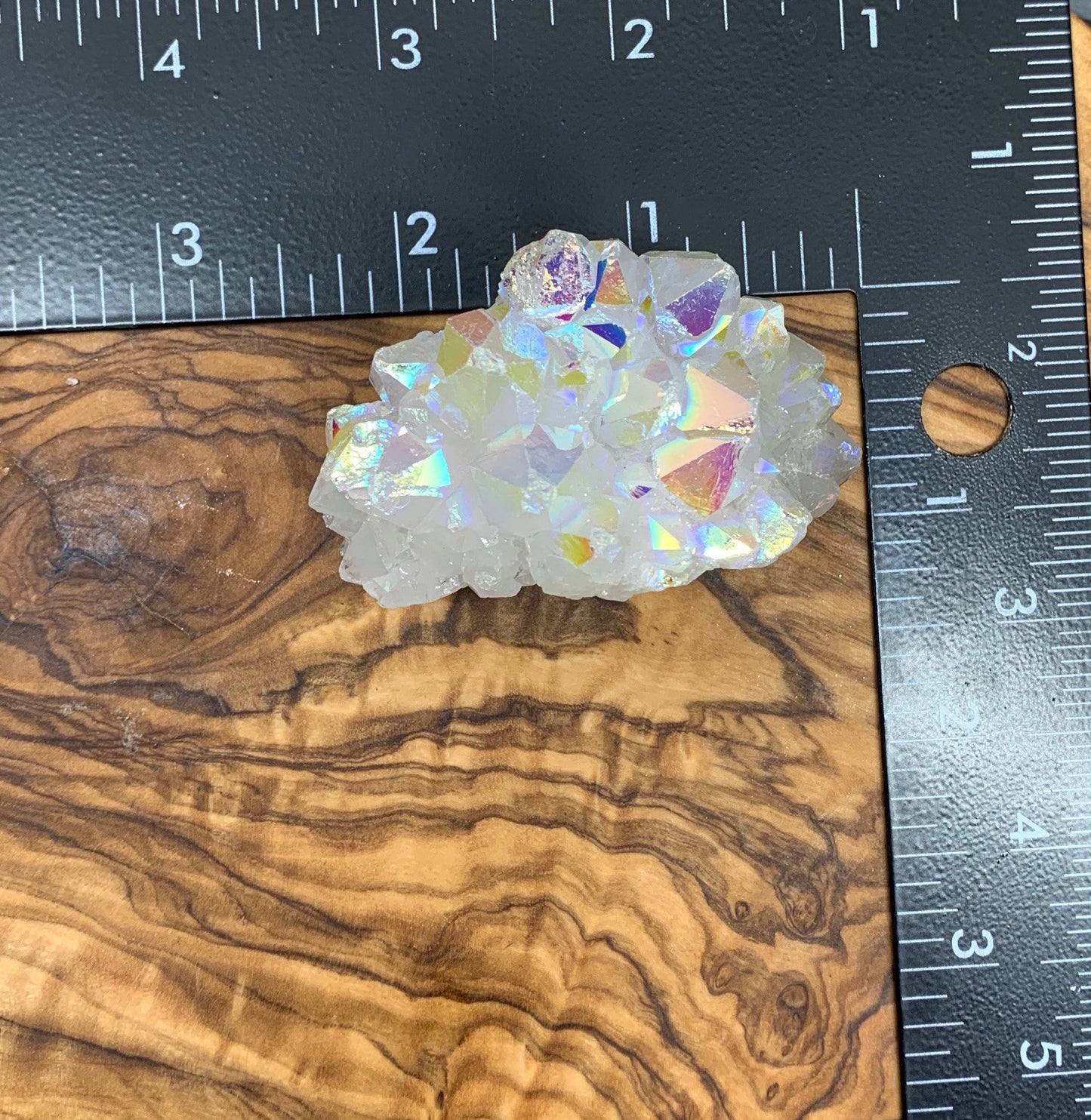 Angel Aura Quartz Cluster (Approx 2 1/2” Tall)  Shimmery Quartz Crystal, Healing Stone for Crystal Grid Making CRY-0255