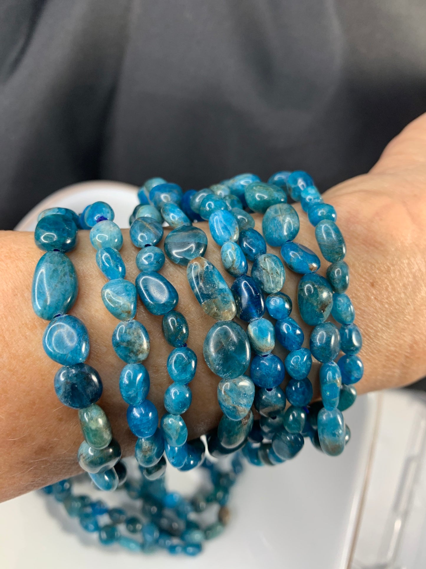 Apatite Pebble Bracelet   BRC-0026