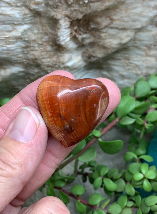 Carnelian Agate Quartz Puffy Heart, Beautiful, Polished, Creativity Stone, Passion, Manifesting Abundance (Approx. 1 1/4”)    HRT-0263