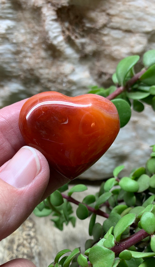 Carnelian Agate Quartz Puffy Heart, Beautiful, Polished, Creativity Stone, Passion, Manifesting Abundance (Approx. 1 1/2”)   HRT-0259