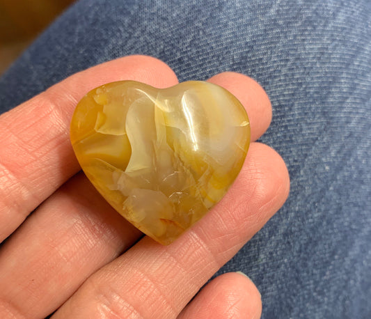 Carnelian Agate Quartz Puffy Heart, Beautiful, Polished, Creativity Stone, Passion, Manifesting Abundance (Approx. 1 1/2”)   HRT-0258