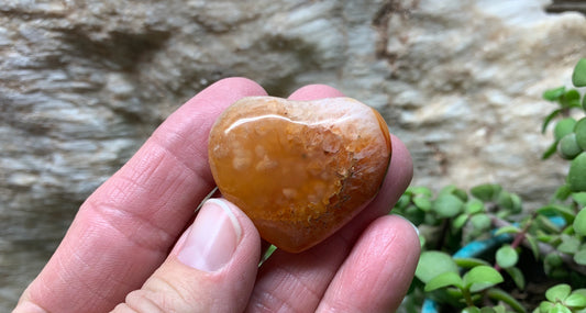 Carnelian Agate Quartz Puffy Heart, Beautiful, Polished, Creativity Stone, Passion, Manifesting Abundance (Approx. 1 1/2”) HRT-0255