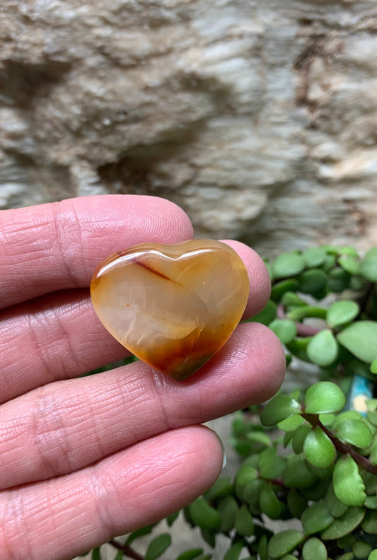 Carnelian Agate Quartz Puffy Heart, Beautiful, Polished, Creativity Stone, Passion, Manifesting Abundance (Approx. 1 1/4”) HRT-0240