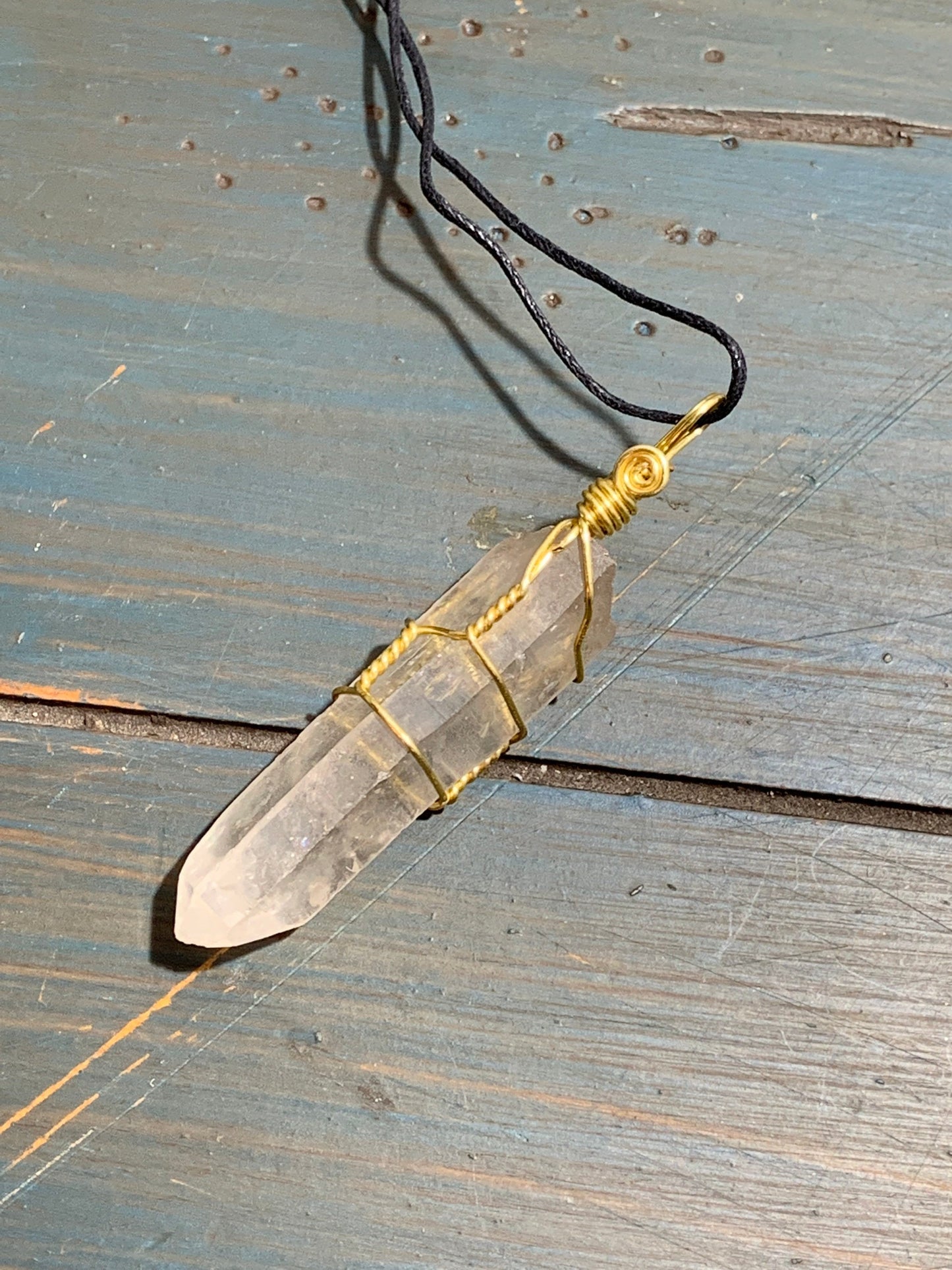 Lemurian Quartz Necklace, wire Wrapped      HOT-0174