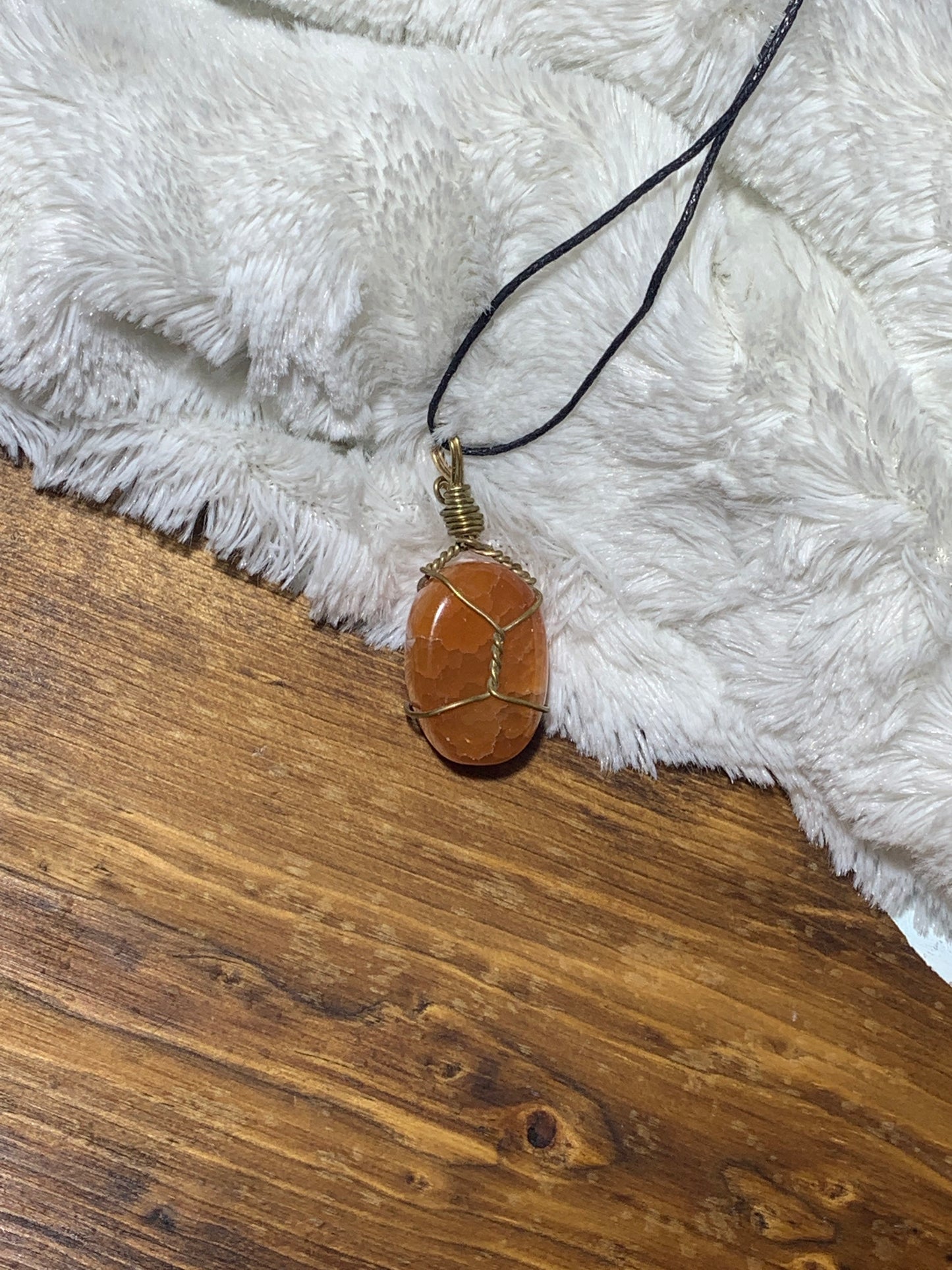 Fire Agate Wire Wrapped Necklace   HOT-0223