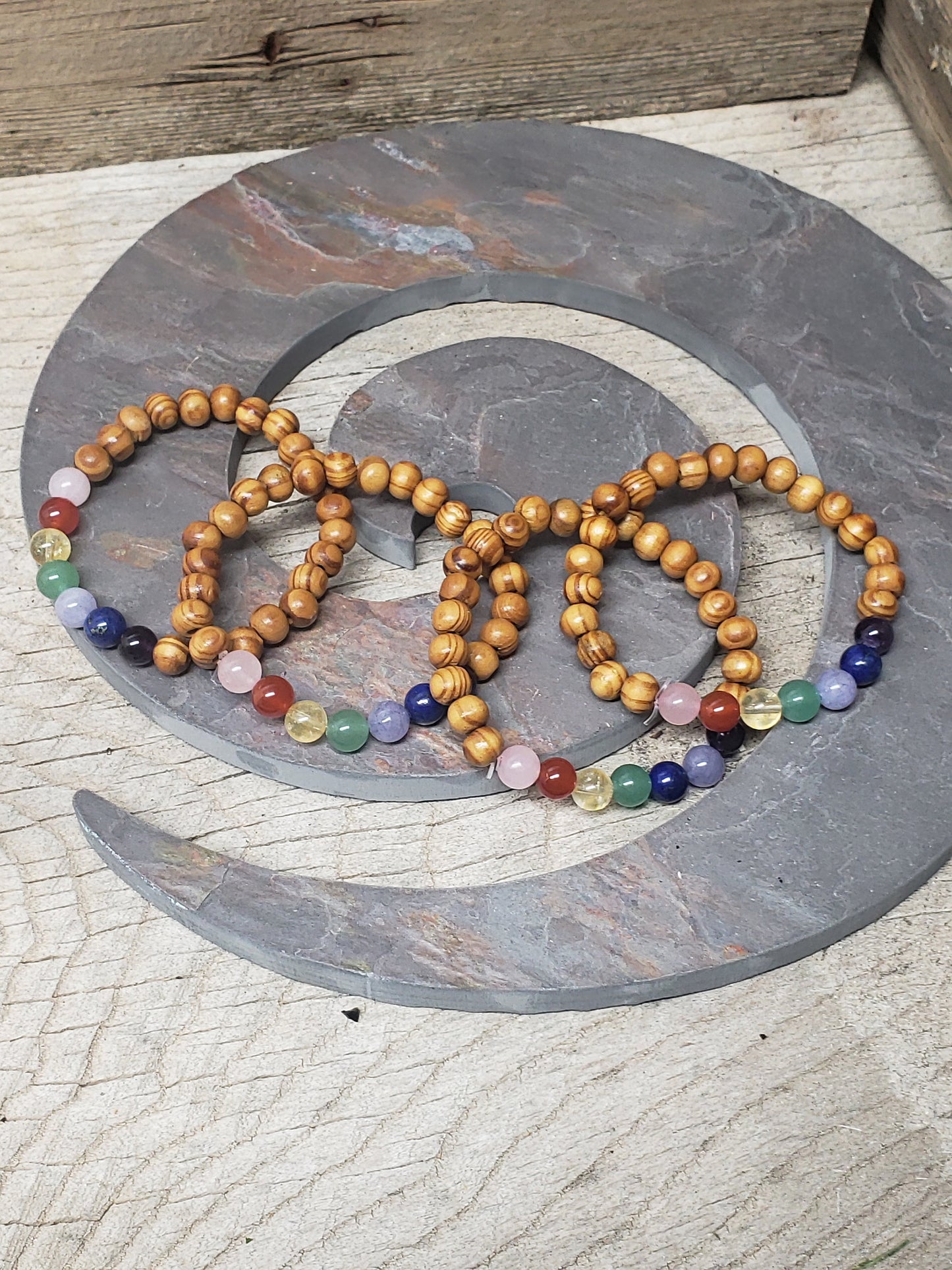 Chakra Bracelet with Wood Beads 1196