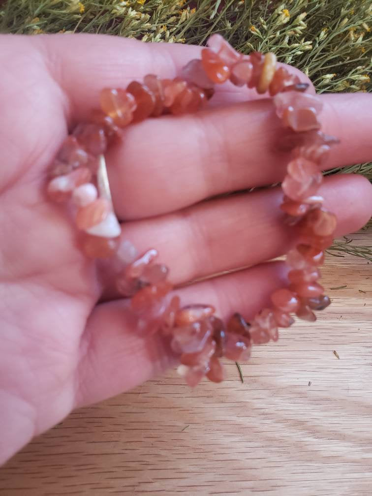 Carnelian Agate Chip Bracelet 1086