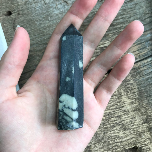 Chrysanthemum Stone Obelisk, (Approx 3 1/3") Chrysanthemum Point, Supply for Crystal Grid, Home Decor or Crafts