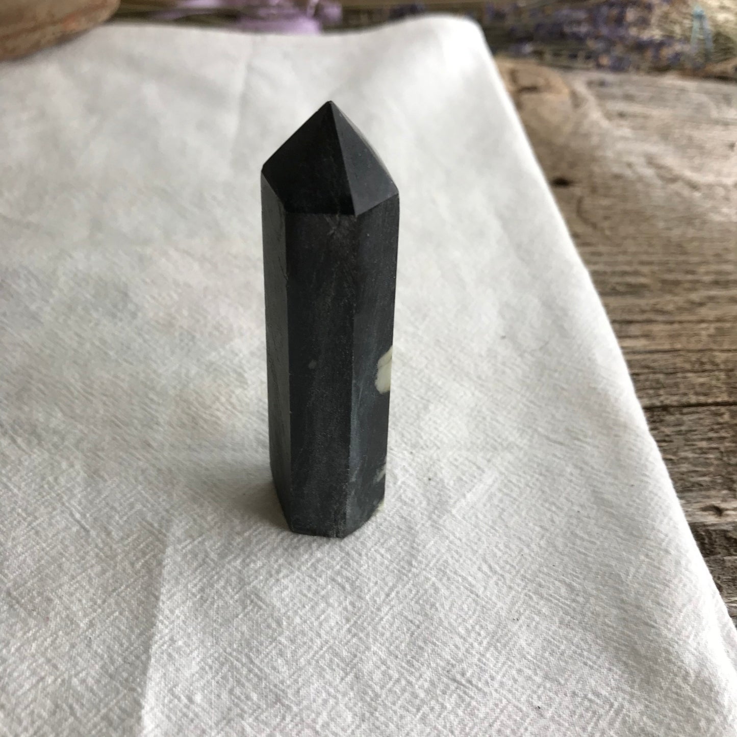 Chrysanthemum Stone Obelisk, (Approx 3 1/3") Chrysanthemum Point, Supply for Crystal Grid, Home Decor or Crafts