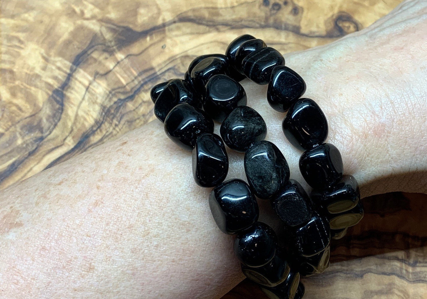 Obsidian Chunky Pebble Bracelet BRC-0211