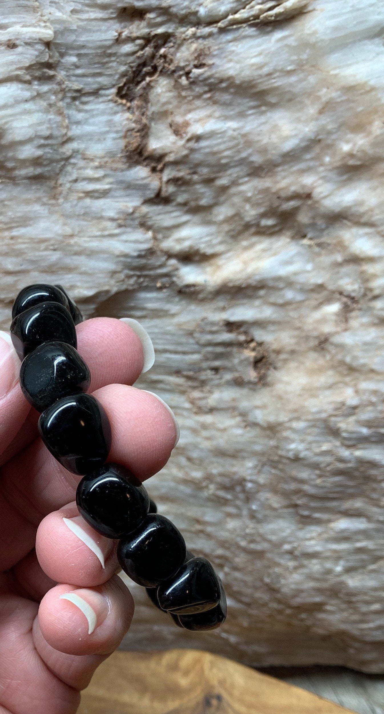 Obsidian Chunky Pebble Bracelet BRC-0211