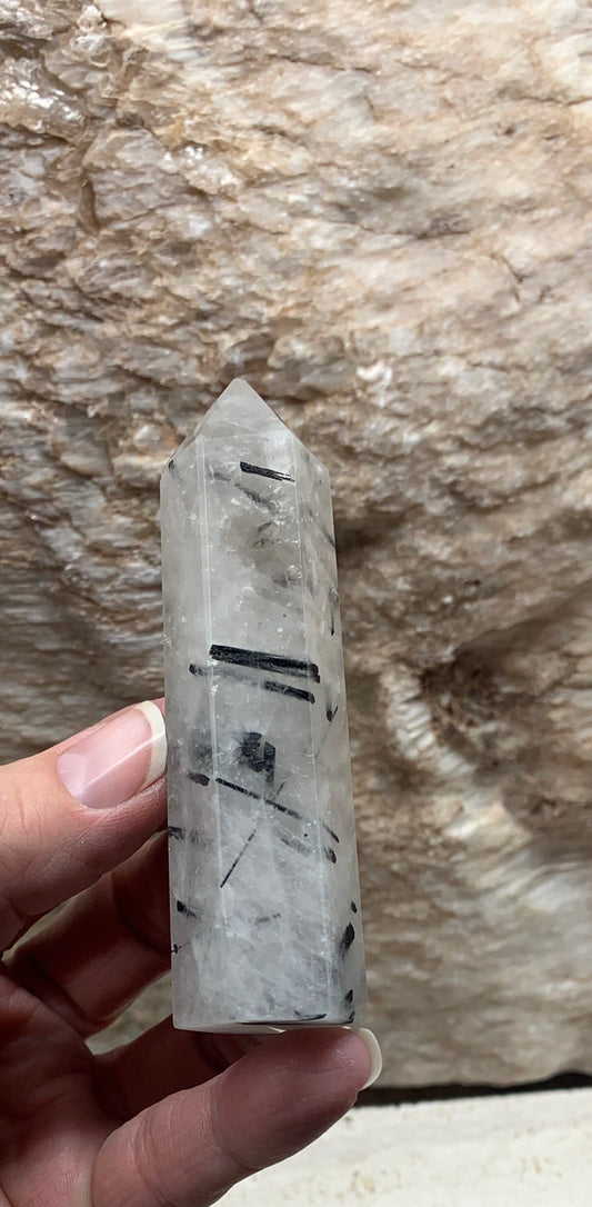 Tourmalated Quartz Obelisk        OBL-0360