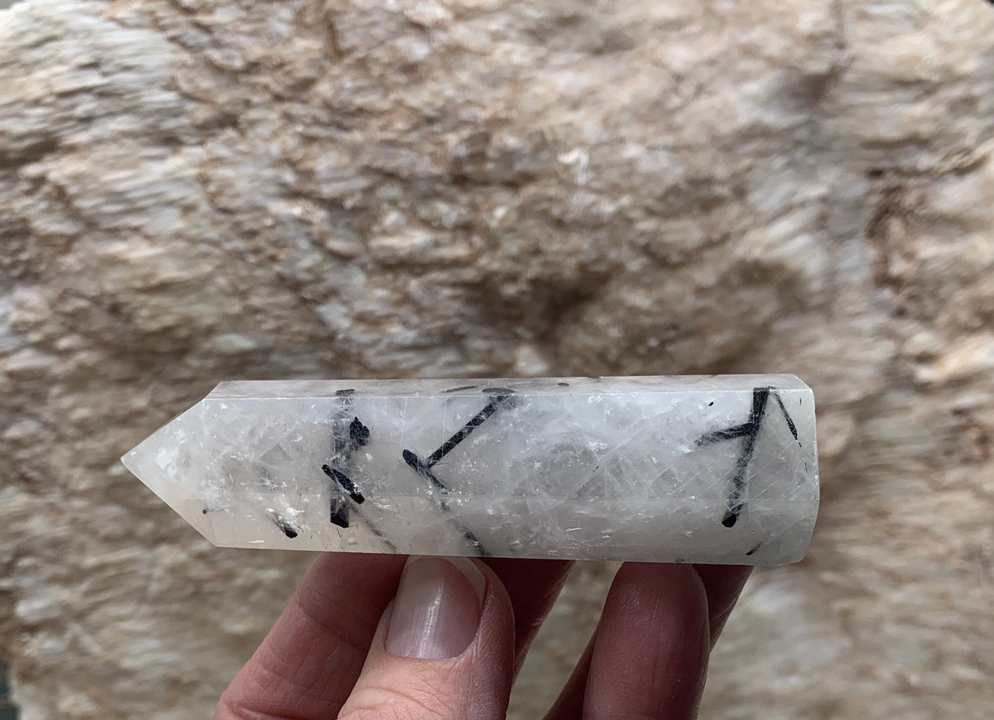 Tourmalated Quartz Obelisk        OBL-0360