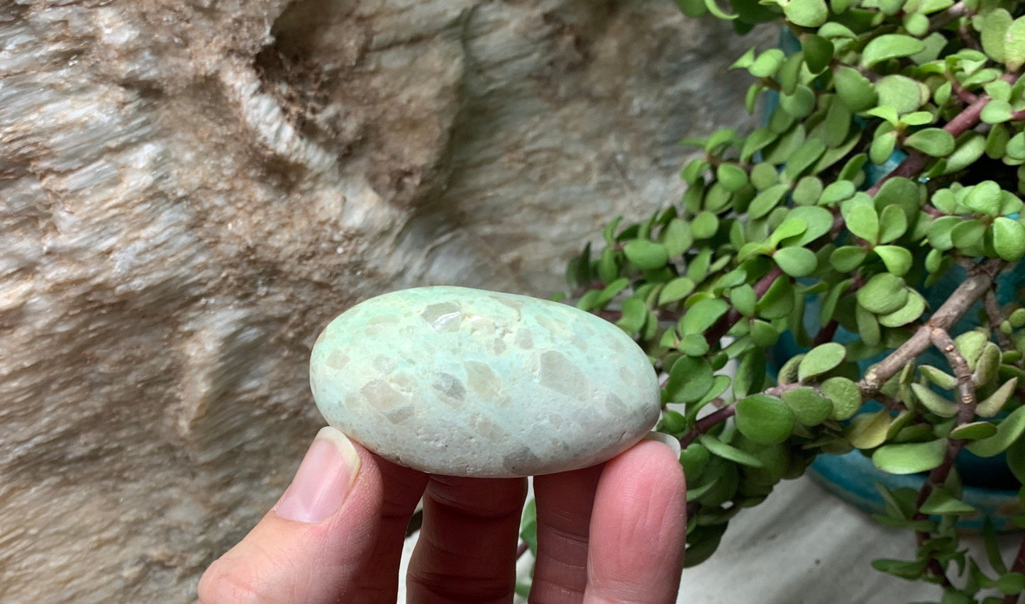 Green Moonstone Palm Stone PLM-0045