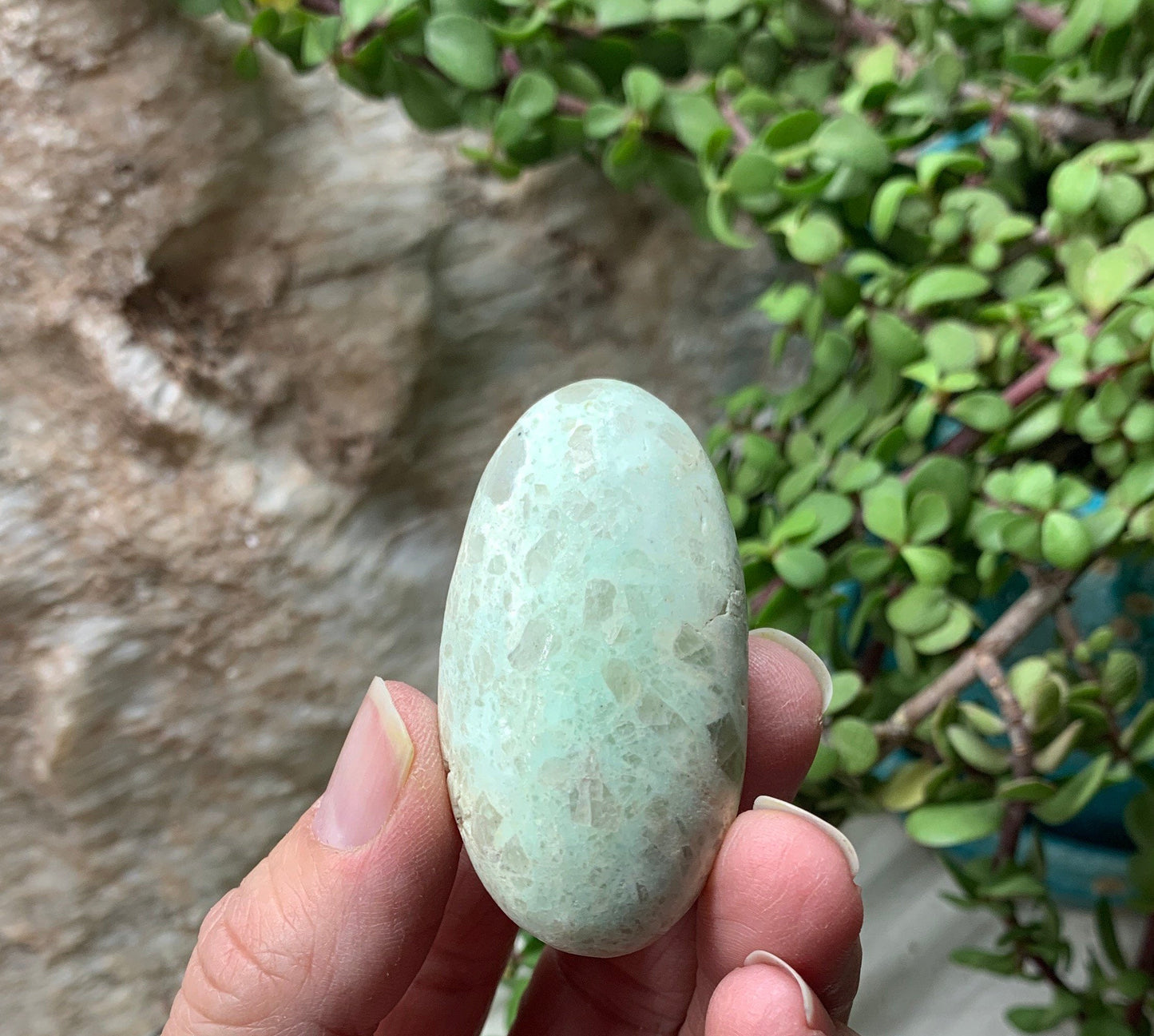Green Moonstone Palm Stone PLM-0045