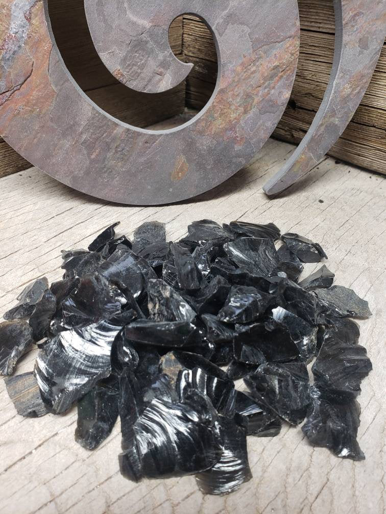 Obsidian Raw Stone, (Approx. 3/4" - 1" long) Found in Utah, Natural Volcanic Glass 0471