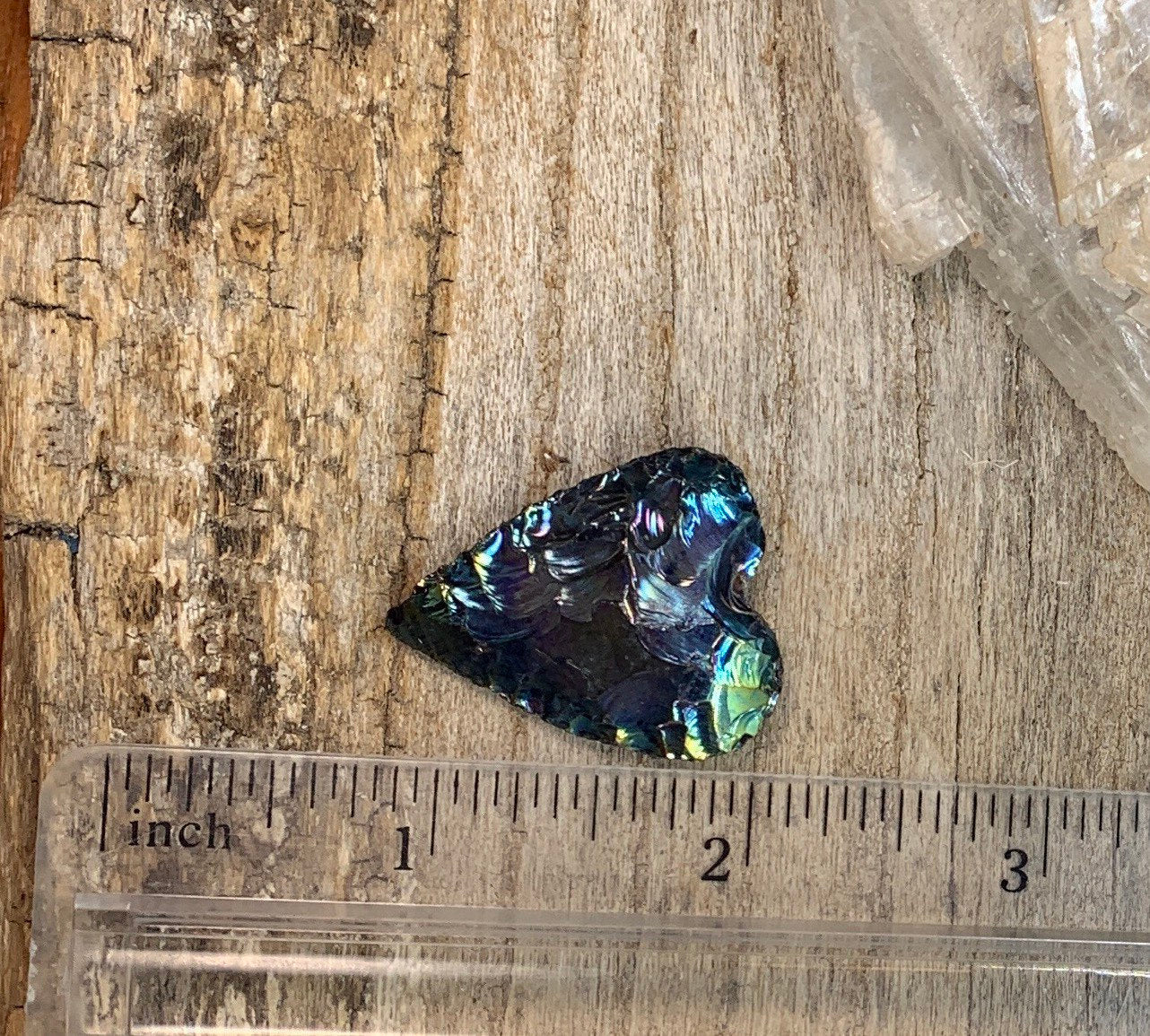 Rainbow Aura Knapped Obsidian Heart (Approx. 1 1/4" - 1 1/2") 1346