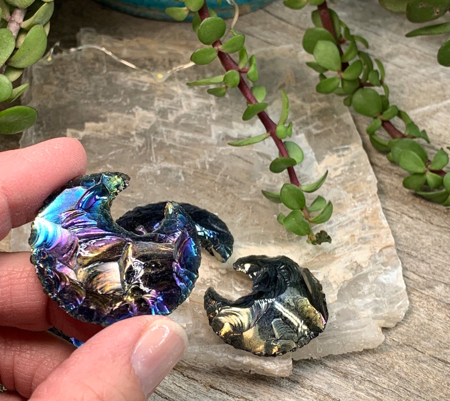 Rainbow Aura Obsidian Moon (Approx. 1 1/4" - 1 1/2") 1345