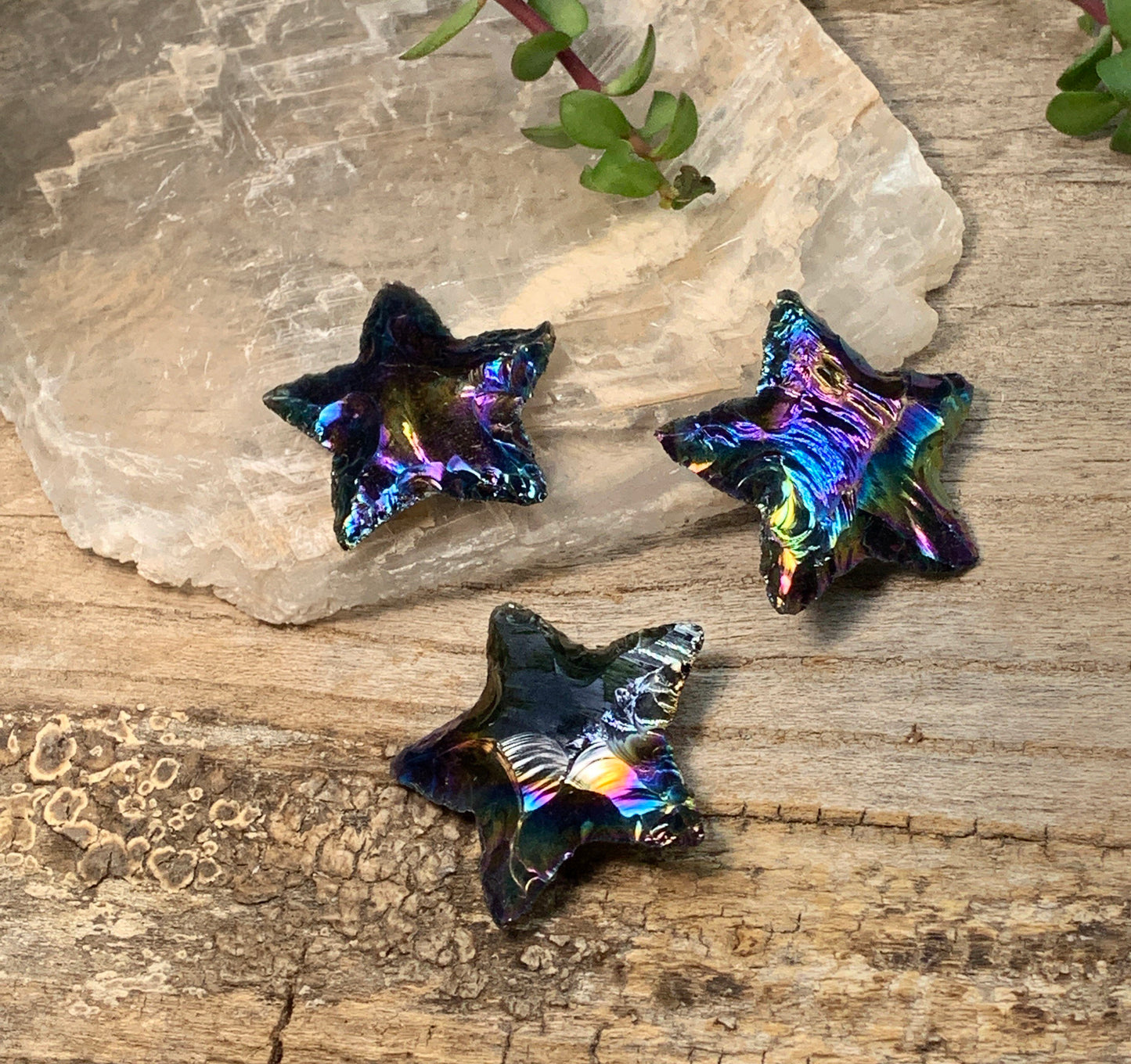 Rainbow Aura Obsidian Star (Approx. 1 1/4" - 1 1/2") 1365