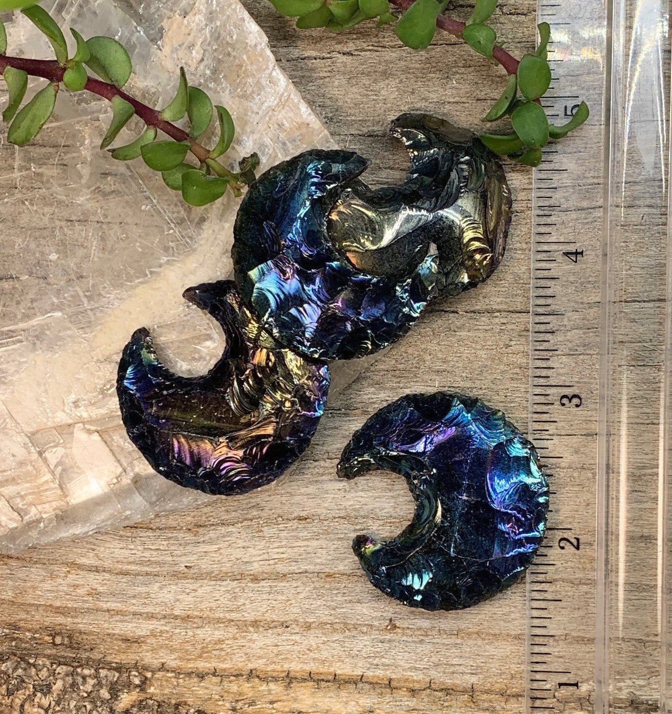 Rainbow Aura Obsidian Moon (Approx. 1 1/4" - 1 1/2") 1345