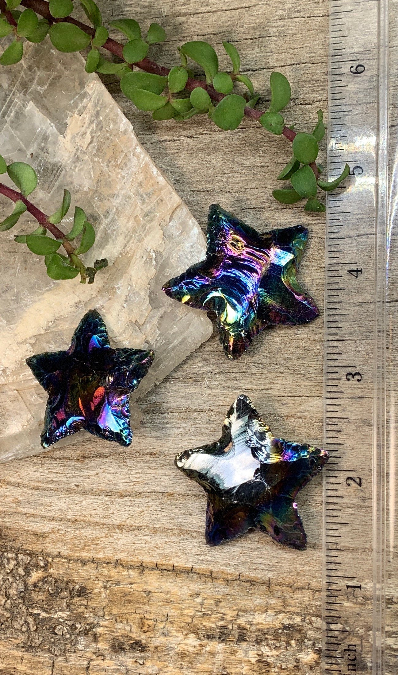 Rainbow Aura Obsidian Star (Approx. 1 1/4" - 1 1/2") 1365