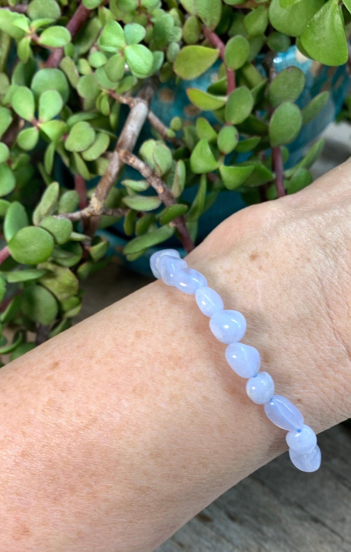 Blue Lace Agate Pebble Bracelet BRC-0078