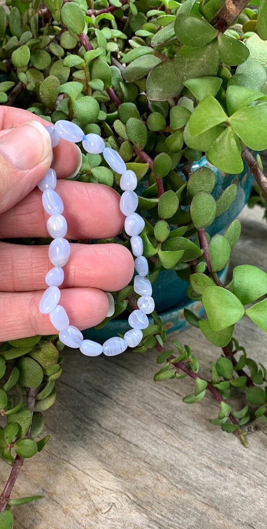 Blue Lace Agate Pebble Bracelet BRC-0078