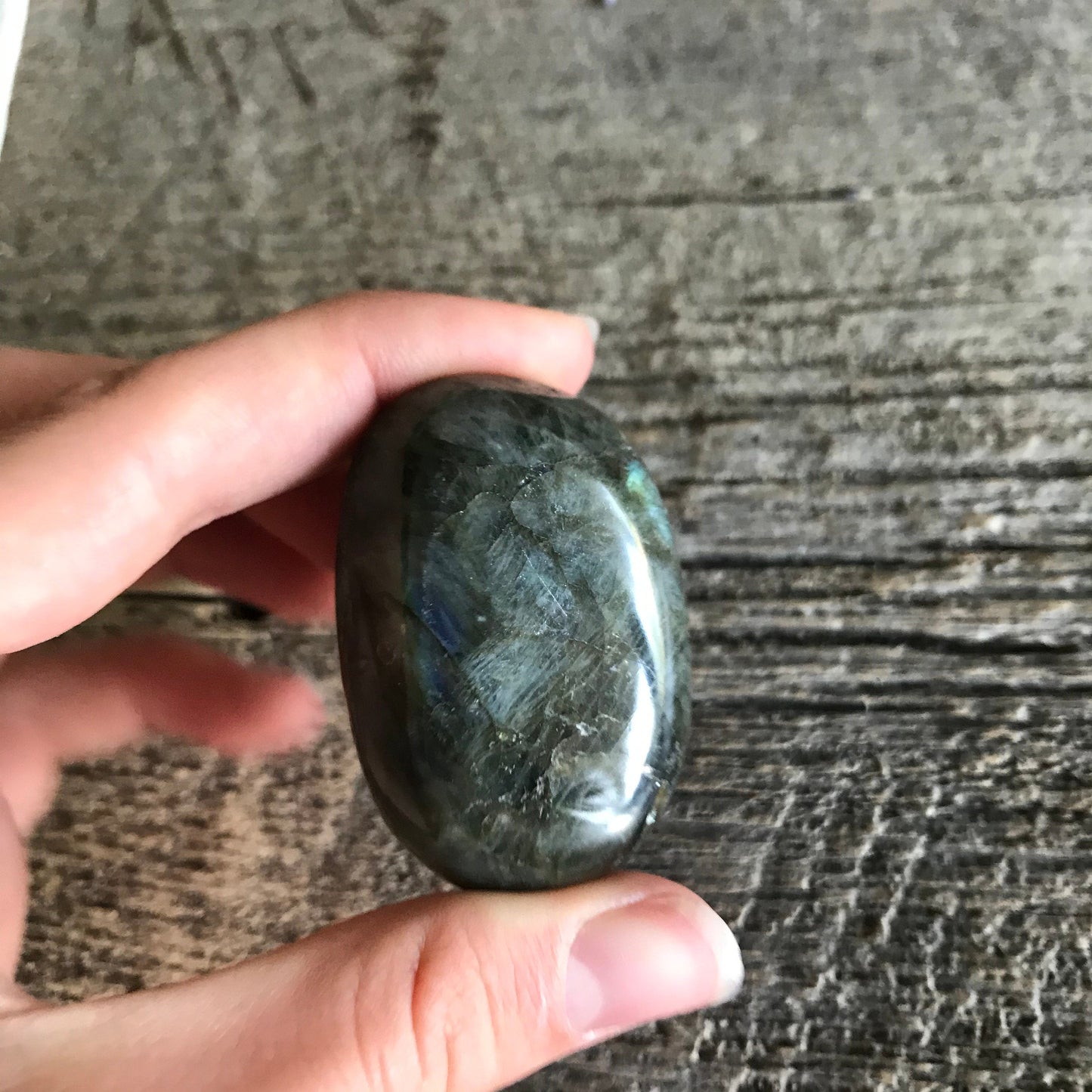 Labradorite Palm Stone, Approx  1 3/4" x 2 1/4", Flash, Beautiful 0462